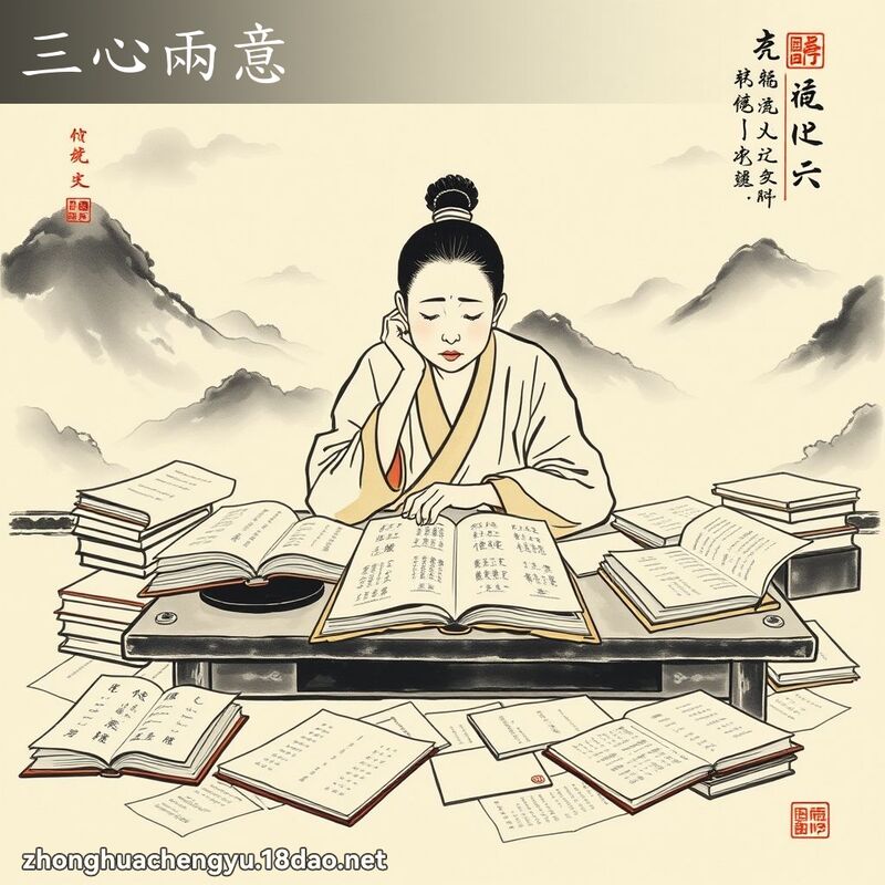 三心两意 - 中华成语配图