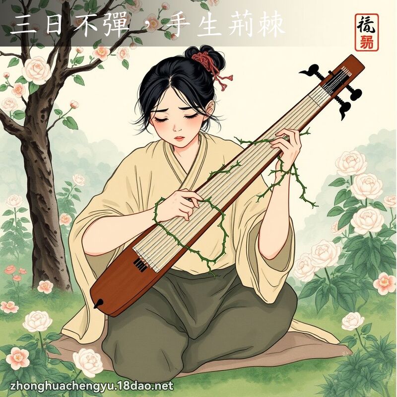 三日不弹，手生荆棘 - 中华成语配图