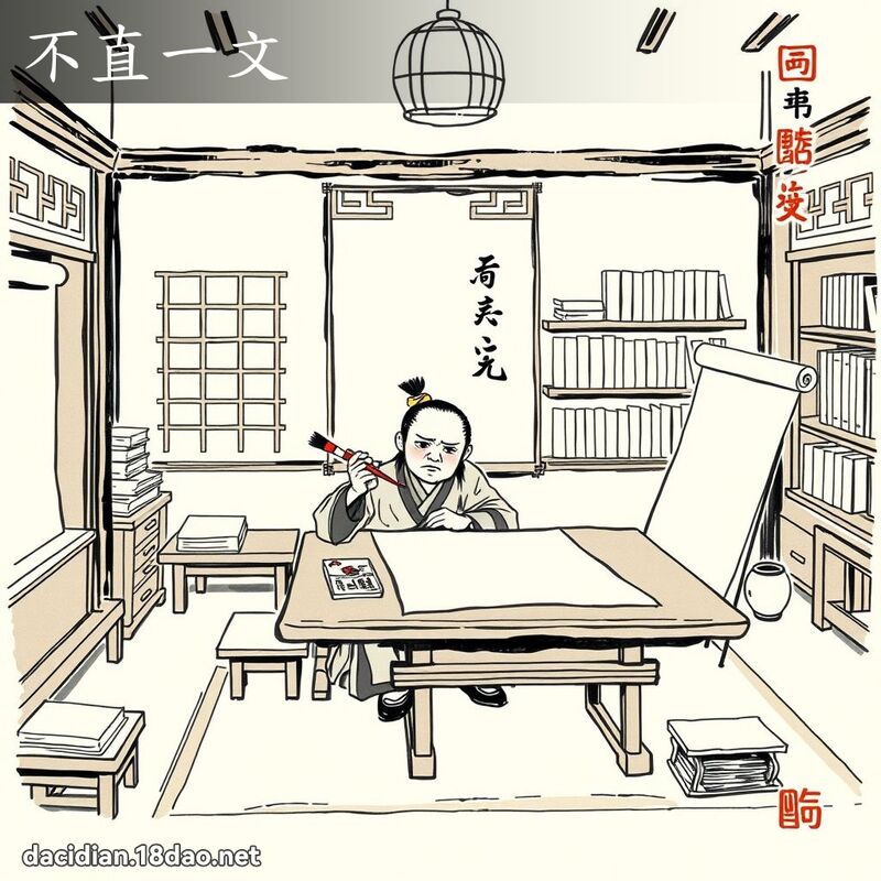 不直一文 配图