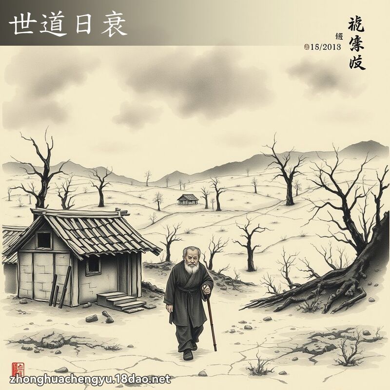 世道日衰 - 中華成語配圖
