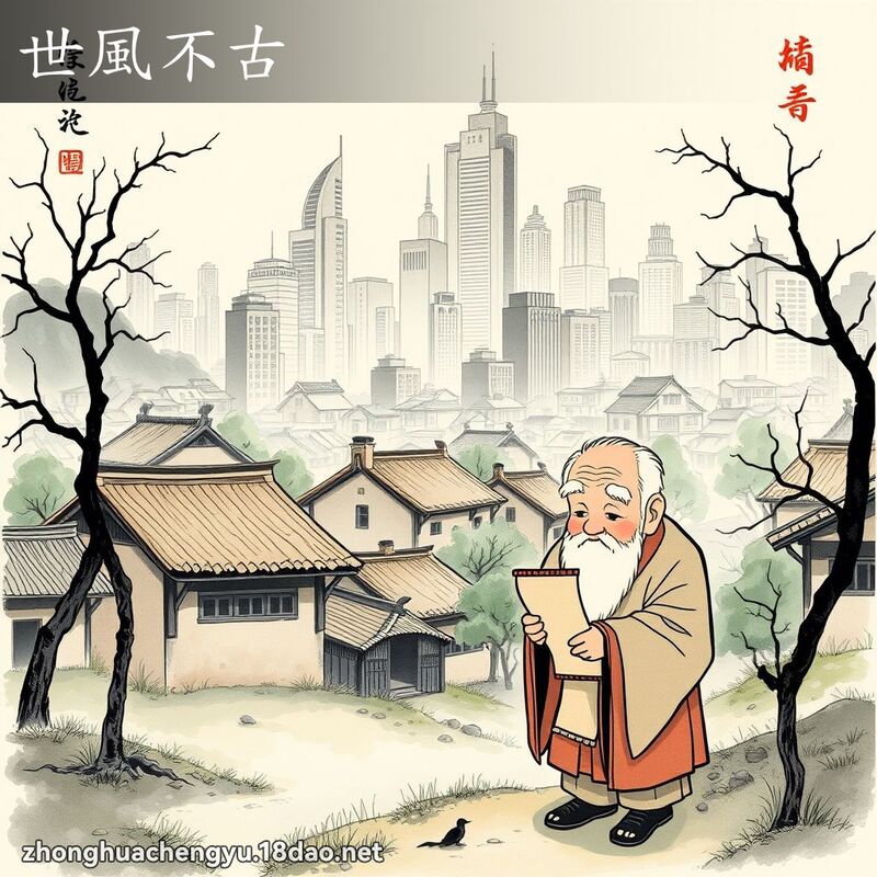 世風不古 - 中華成語配圖