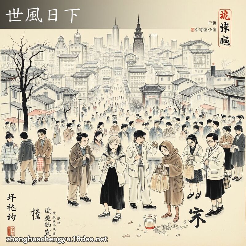 世風日下 - 中華成語配圖
