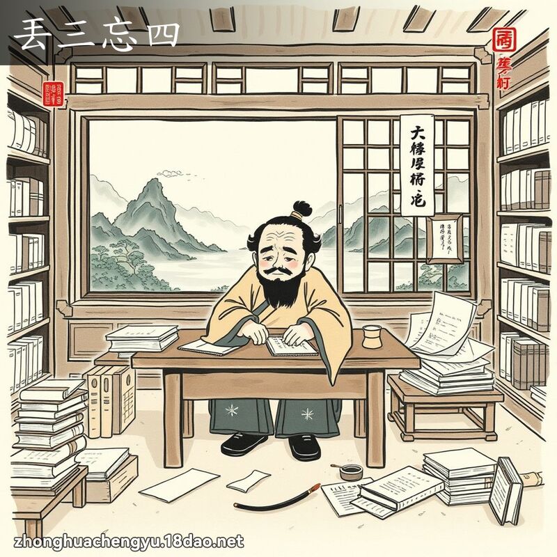 丟三忘四 - 中華成語配圖