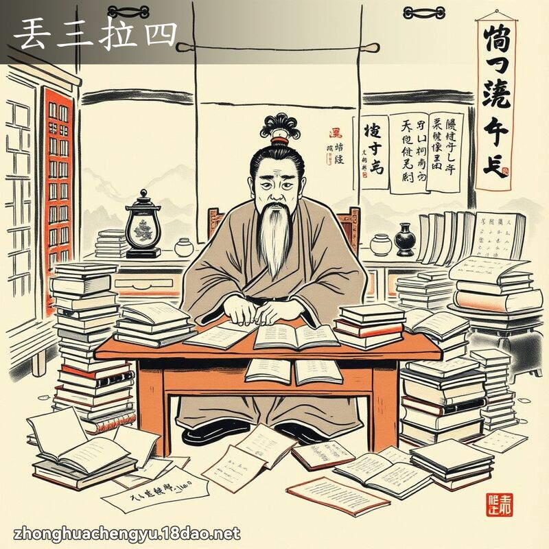 丟三拉四 - 中華成語配圖