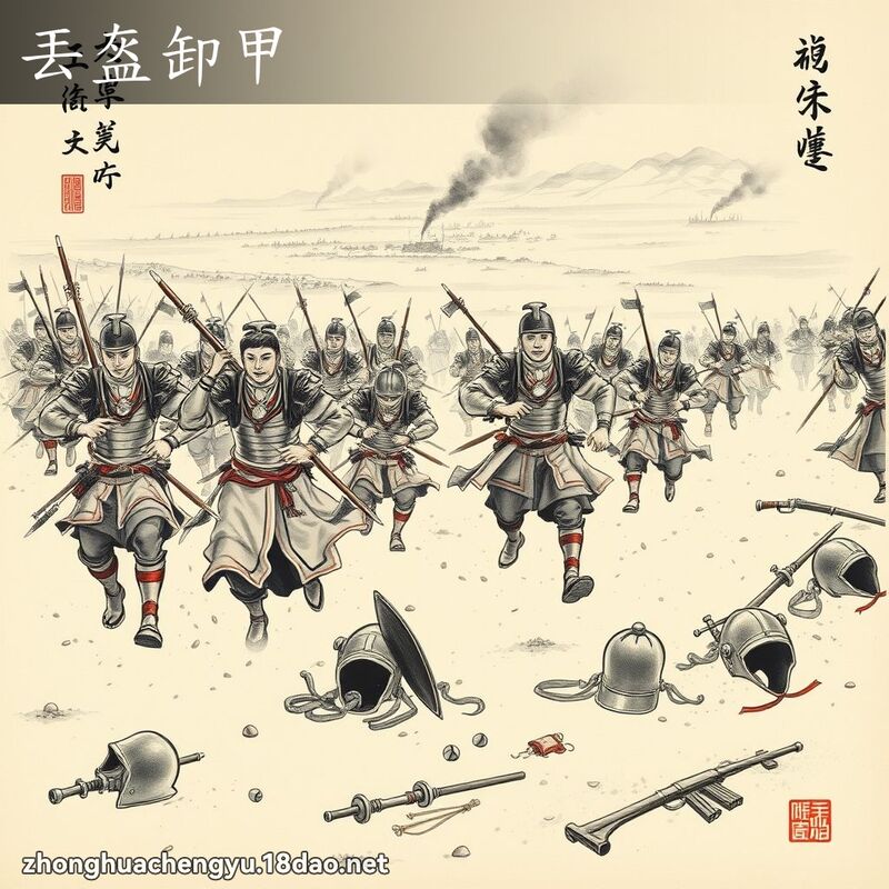 丟盔卸甲 - 中華成語配圖