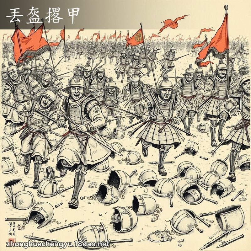 丟盔撂甲 - 中華成語配圖