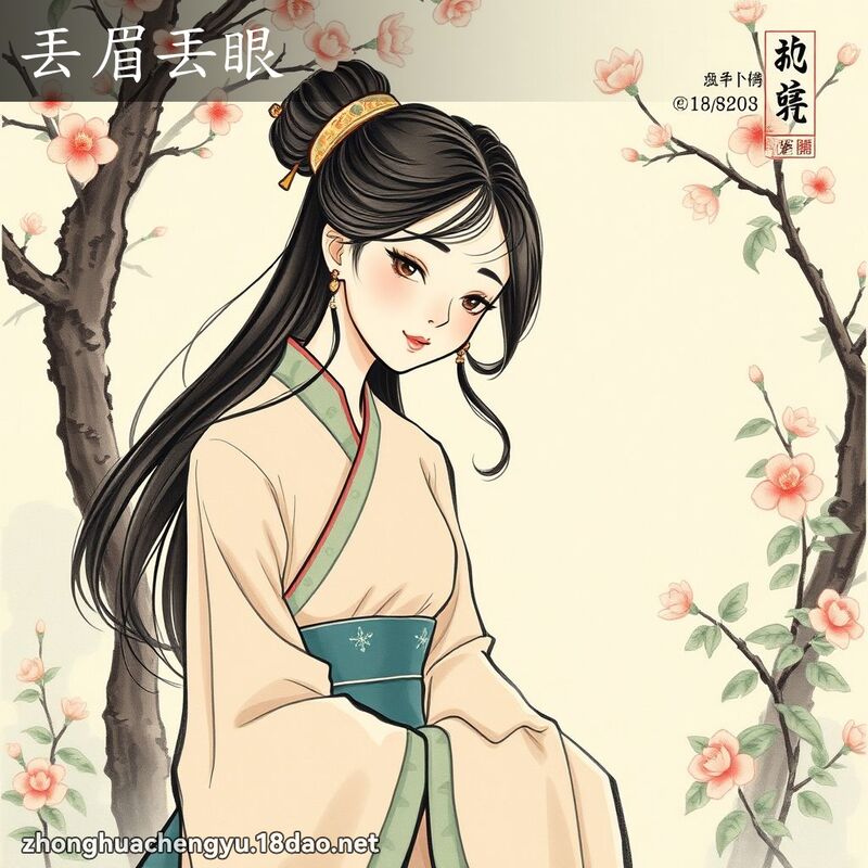 丟眉丟眼 - 中華成語配圖