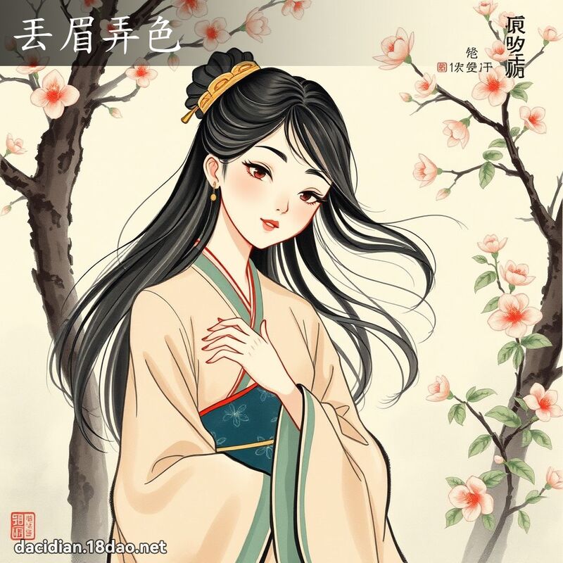 丟眉弄色 - 中華成語配圖