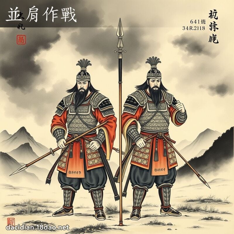 並肩作戰 - 中華成語配圖