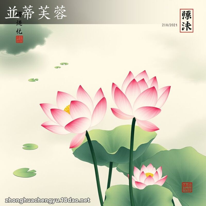 並蒂芙蓉 - 中华成语配图