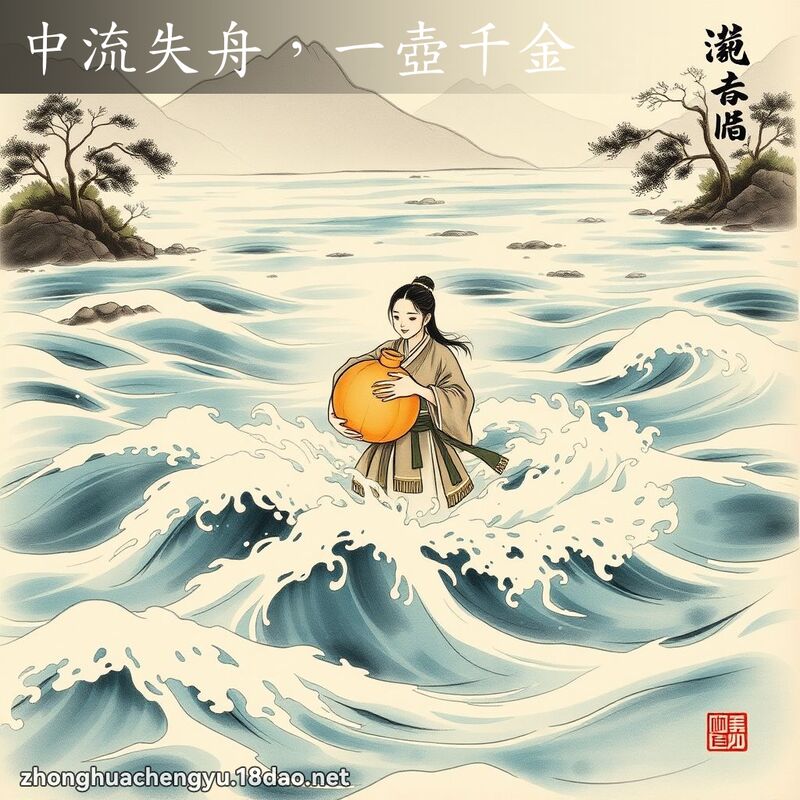 中流失舟，一壺千金 - 中華成語配圖
