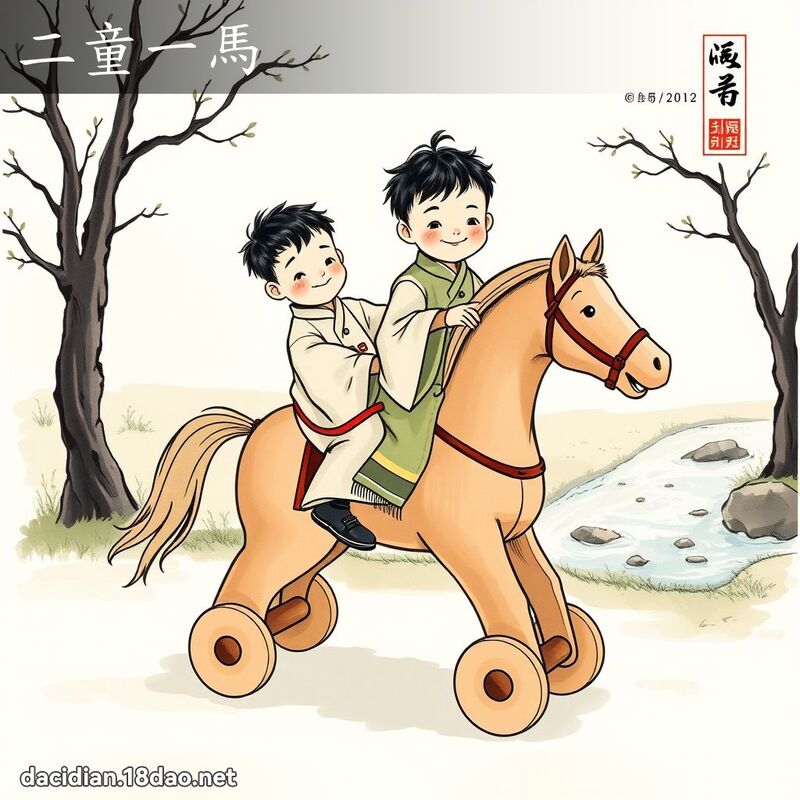 二童一马 配图