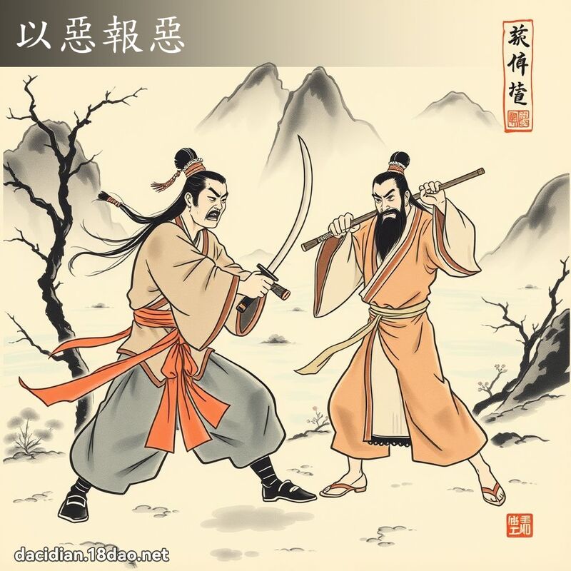 以恶报恶 - 中华成语配图
