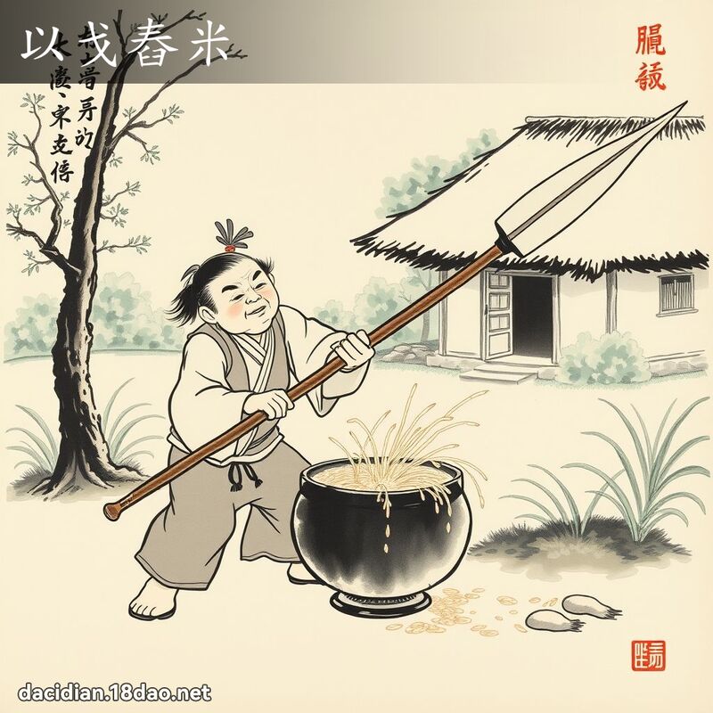 以戈舂米 - 中华成语配图