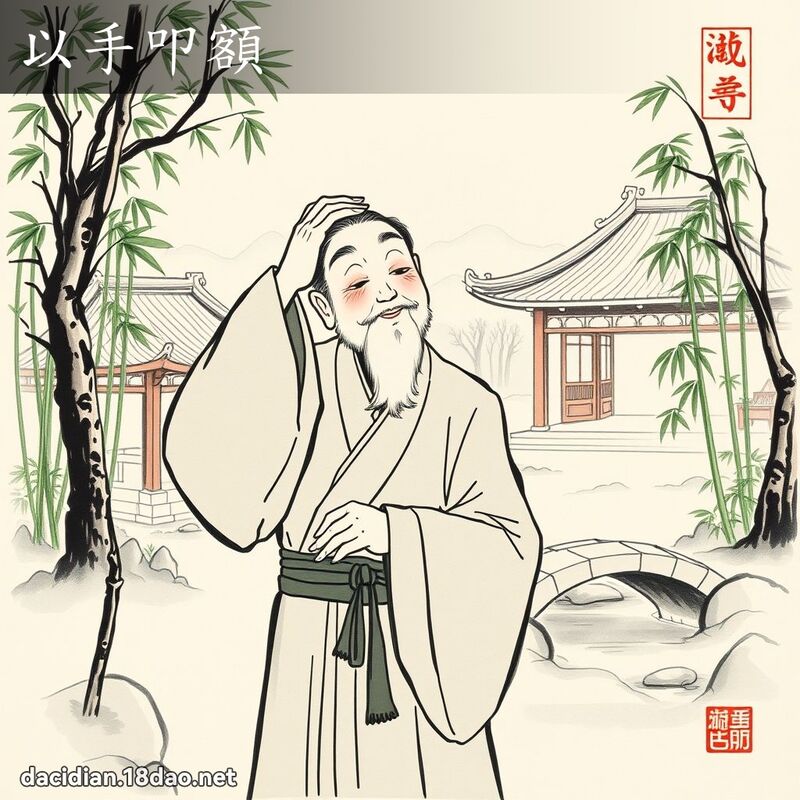 以手叩额 - 中华成语配图