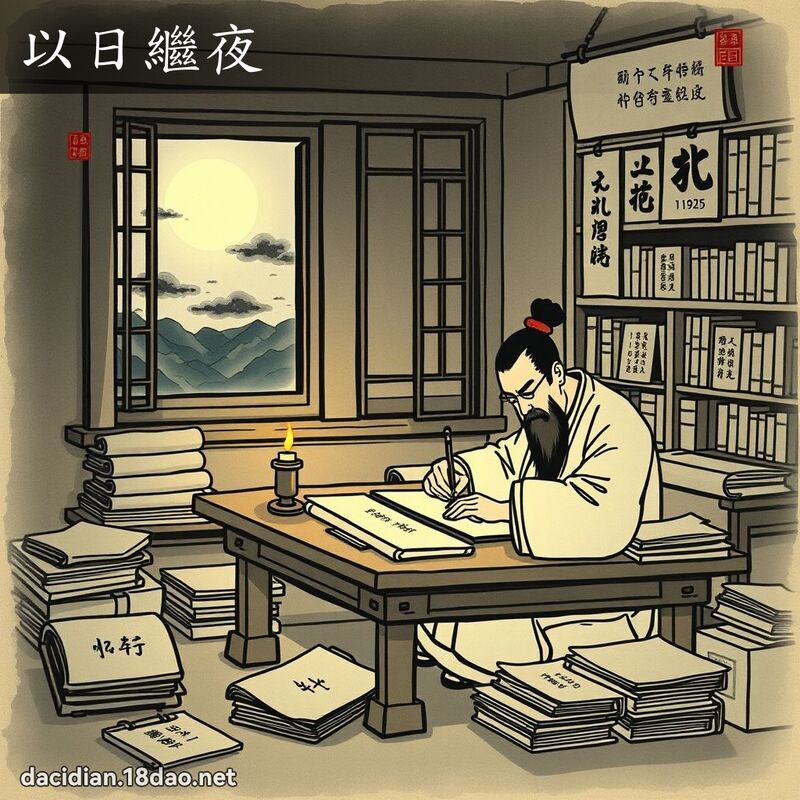 以日繼夜 - 中華成語配圖
