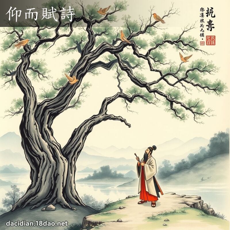仰而赋诗 配图