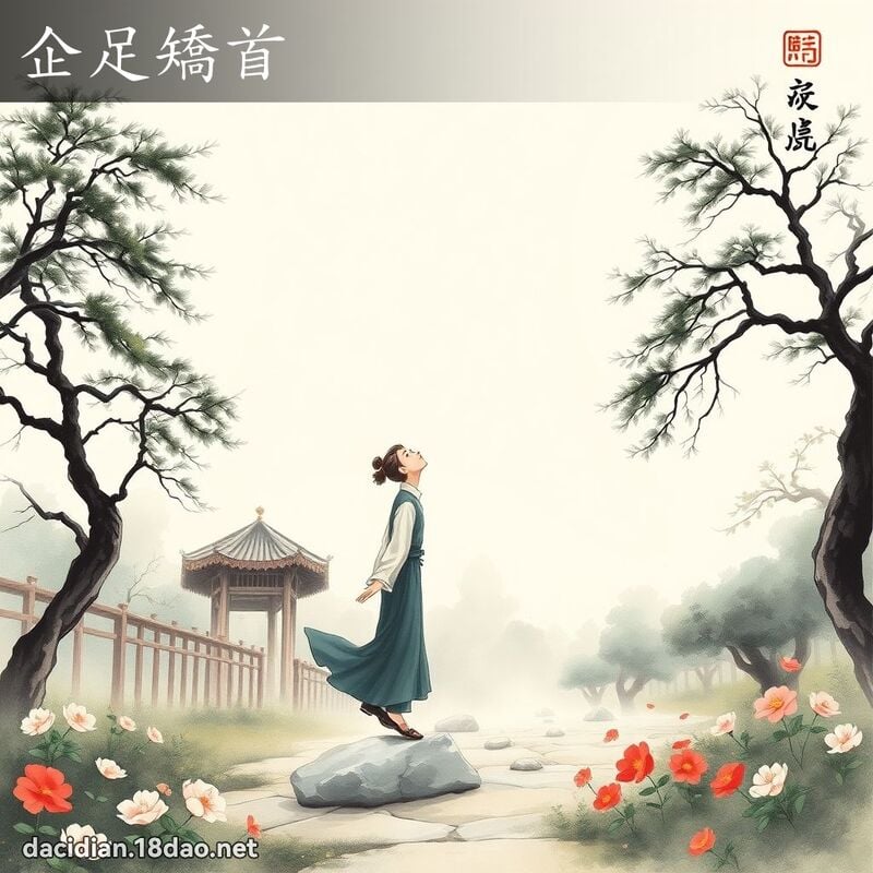 企足矯首 配图