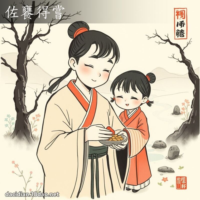 佐饔得尝 配图