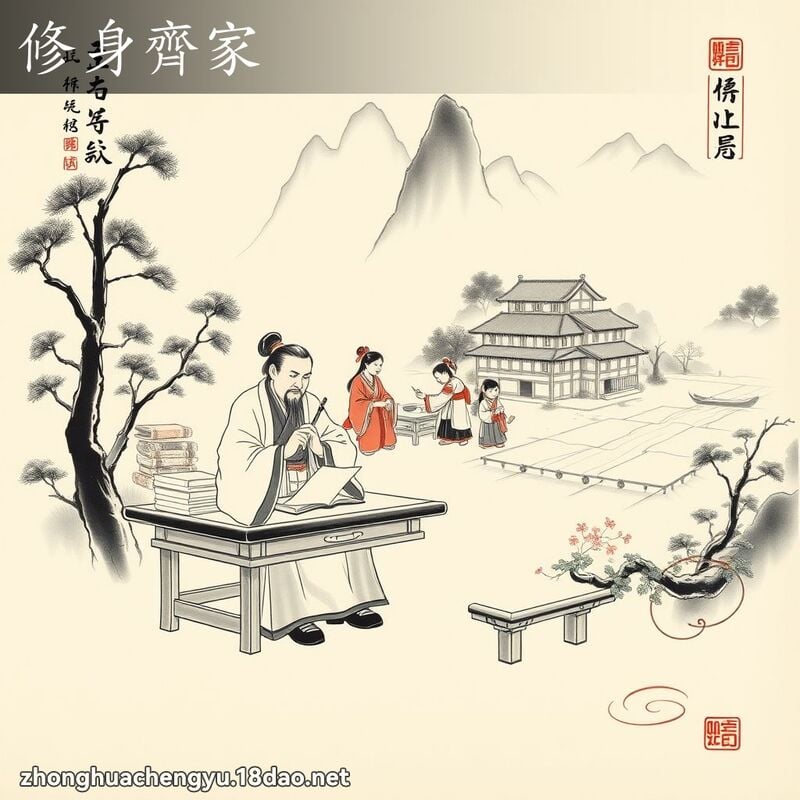 修身齐家 - 中华成语配图