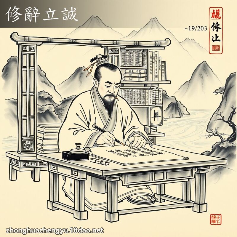 修辞立诚 - 中华成语配图