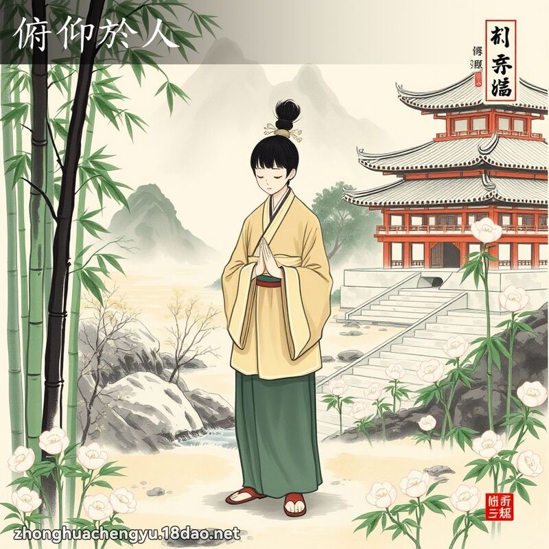 俯仰於人 - 中華成語配圖
