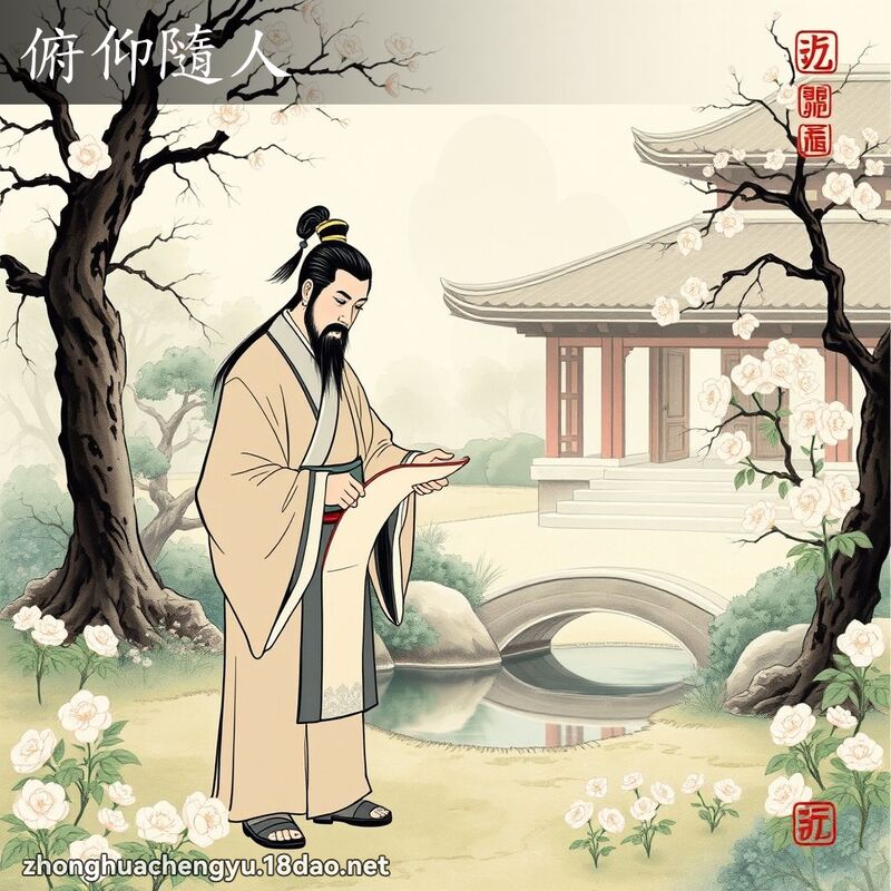 俯仰隨人 - 中華成語配圖