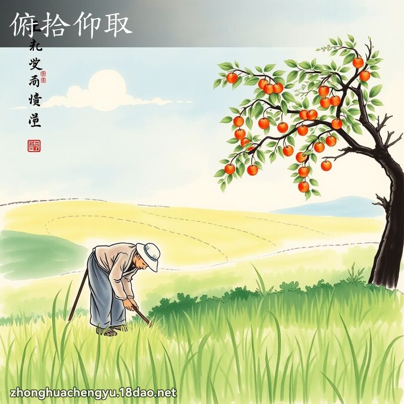 俯拾仰取 - 中华成语配图