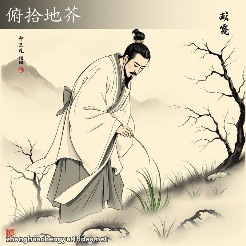 俯拾地芥 - 中華成語配圖