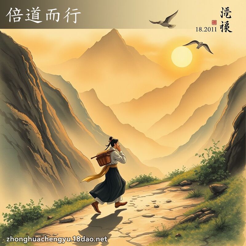倍道而行 - 中华成语配图