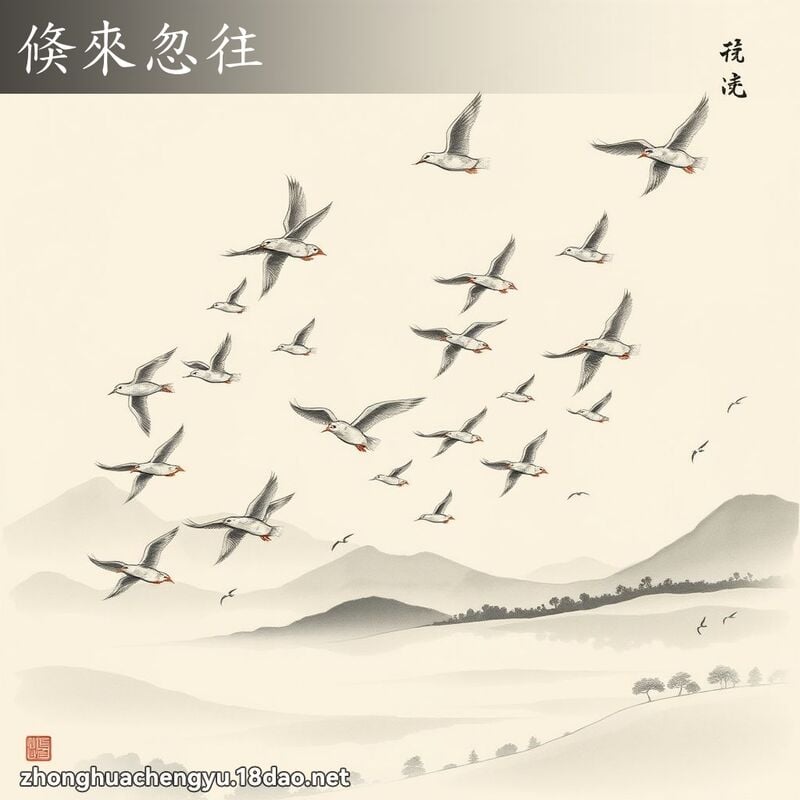 倏來忽往 - 中華成語配圖