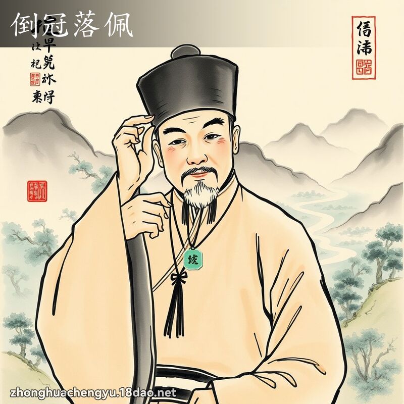 倒冠落佩 - 中華成語配圖