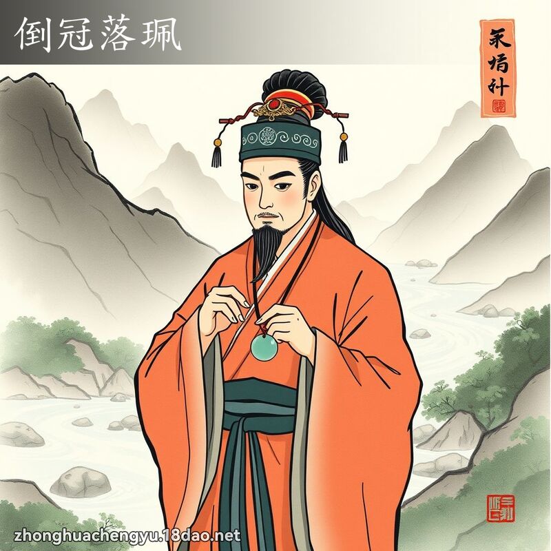 倒冠落珮 - 中華成語配圖