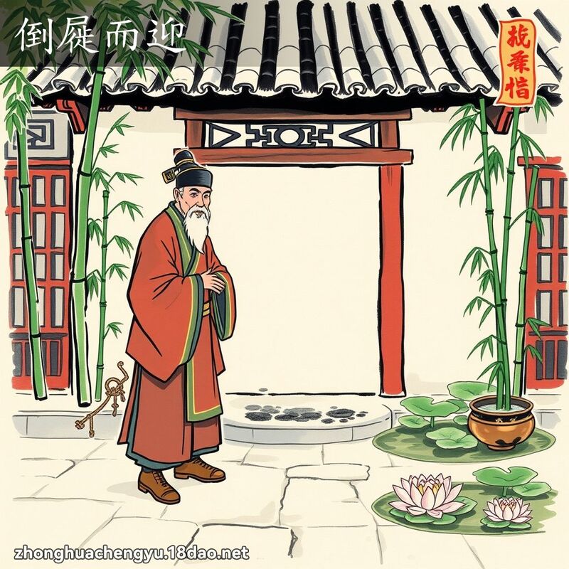 倒屣而迎 - 中華成語配圖