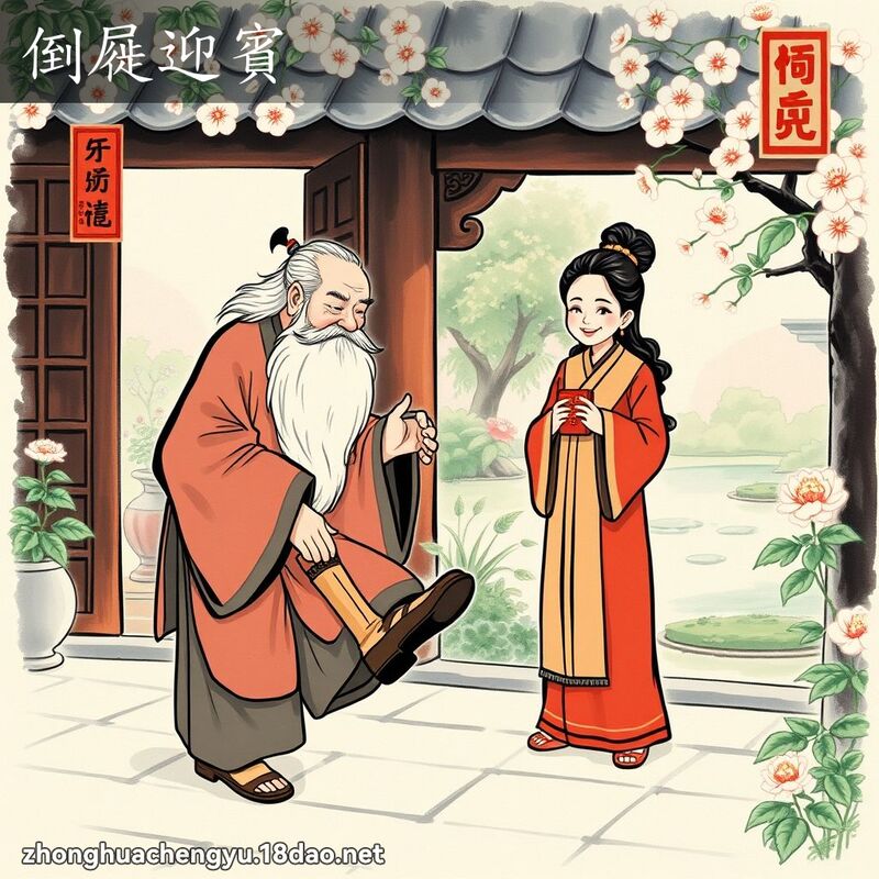 倒屣迎賓 - 中華成語配圖