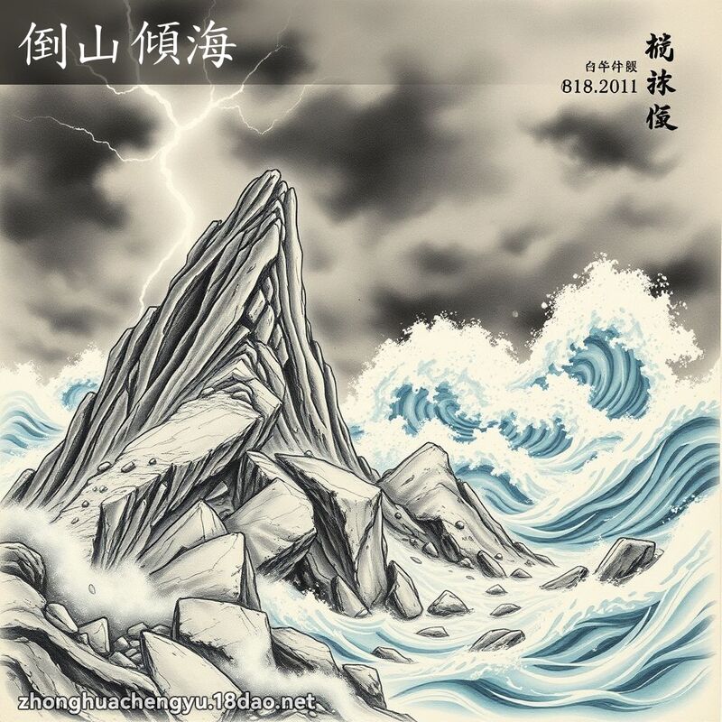 倒山傾海 - 中華成語配圖