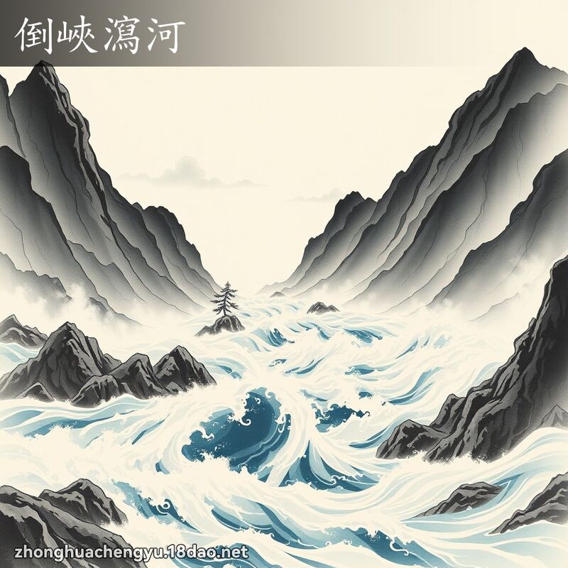倒峽瀉河 - 中華成語配圖