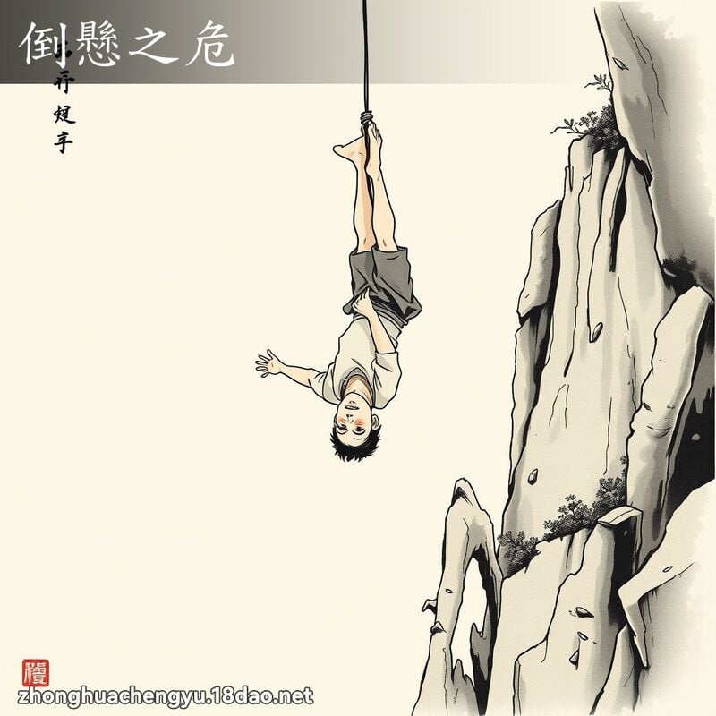 倒懸之危 - 中華成語配圖