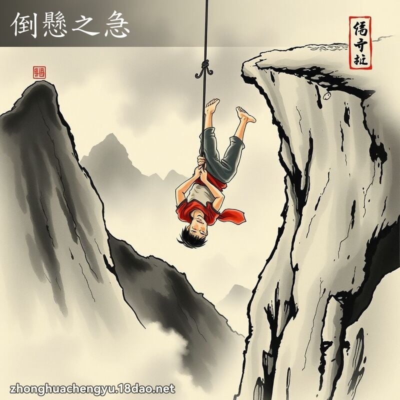 倒懸之急 - 中華成語配圖