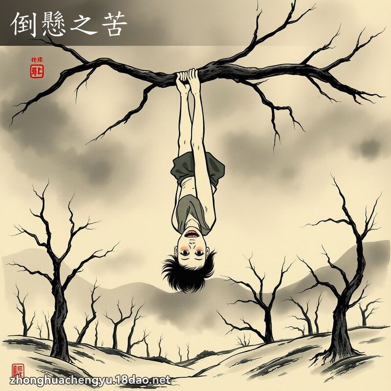 倒懸之苦 - 中華成語配圖