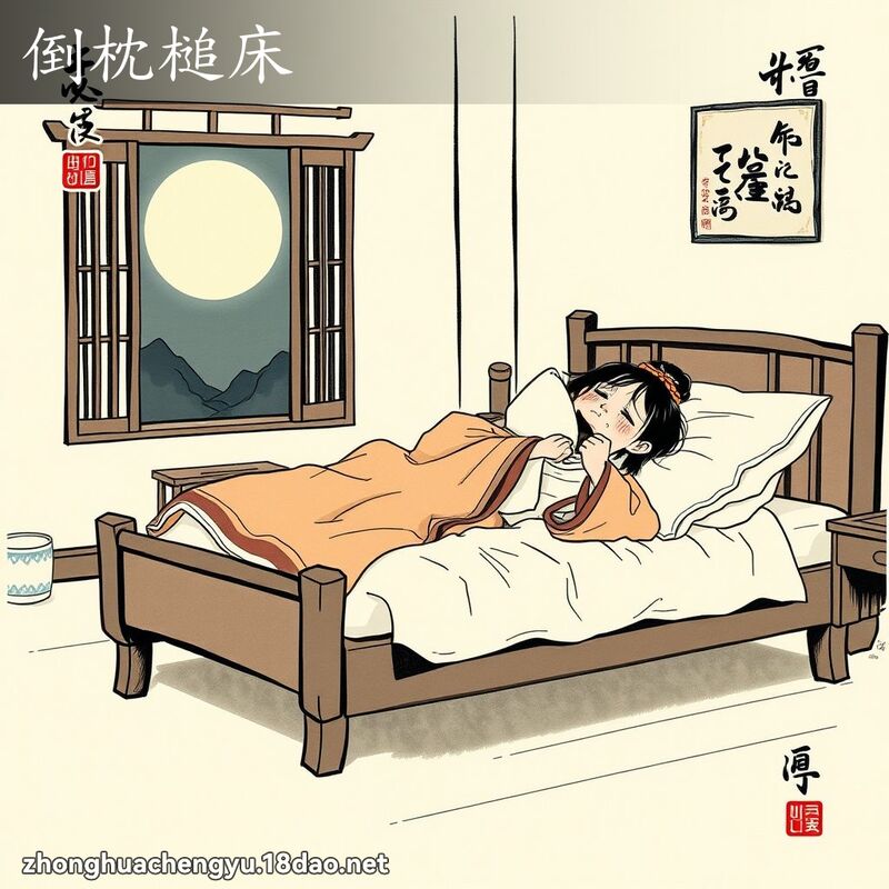 倒枕槌床 - 中华成语配图