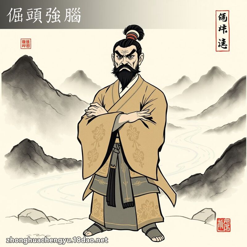 倔頭強腦 - 中華成語配圖