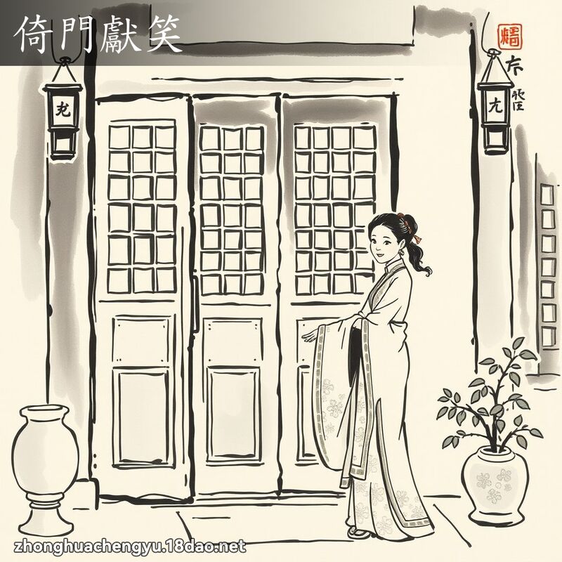倚門獻笑 - 中華成語配圖