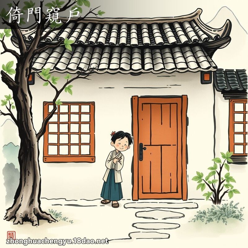倚门窥户 - 中华成语配图