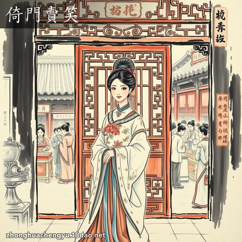 倚门卖笑 - 中华成语配图