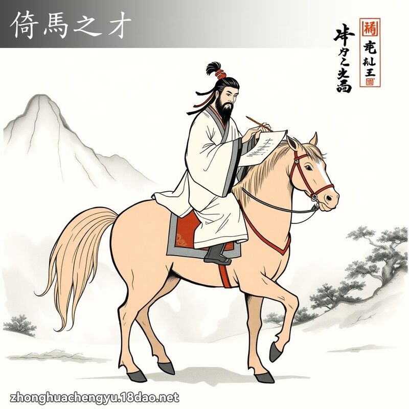 倚馬之才 - 中華成語配圖