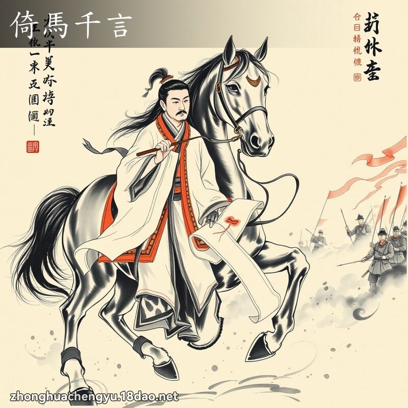 倚馬千言 - 中華成語配圖