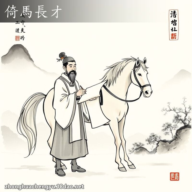 倚马长才 - 中华成语配图