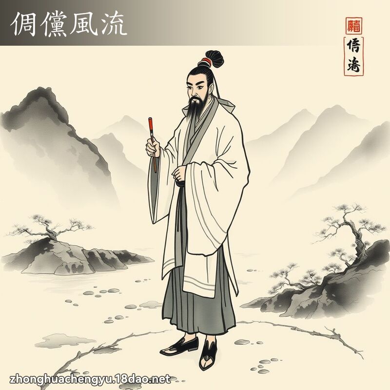 倜儻風流 - 中華成語配圖