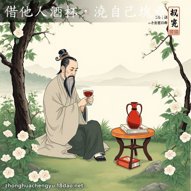 借他人酒杯，浇自己块垒 - 中华成语配图